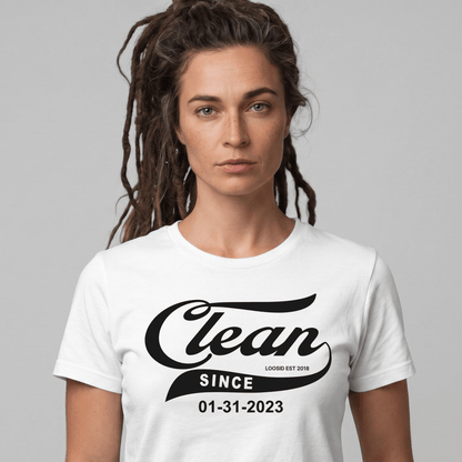 Clean Since Sober T Shirt back view (view 17)