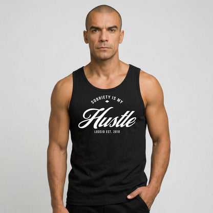 Sobriety is My Hustle Sober Tank Top graphic detail (view 4)