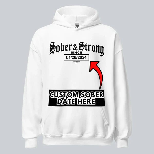 Recovery Hoodie | Unisex Old School Sober Hoodie with Custom Date