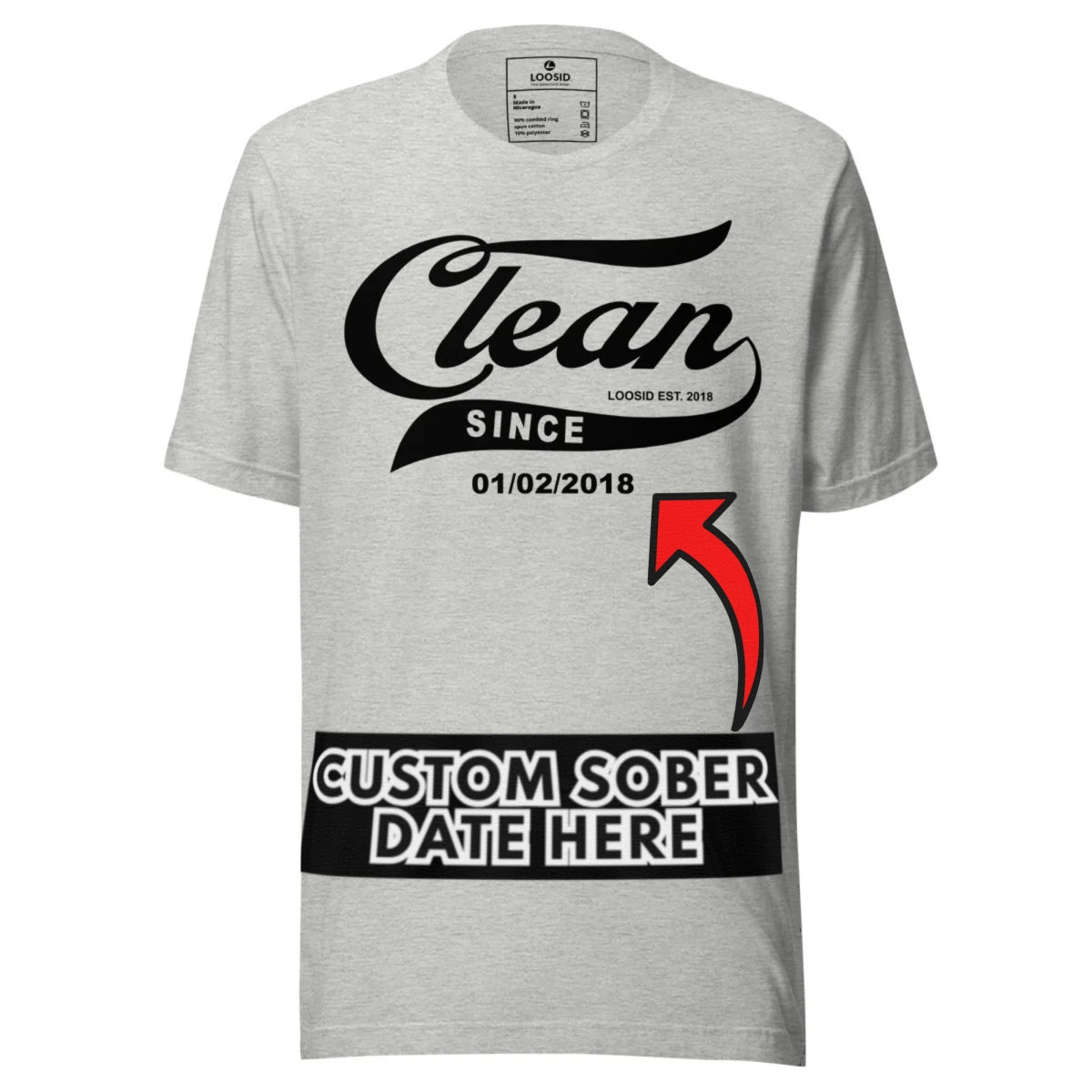 Clean Since Tee with Personalized Sobriety Date | Sober T Shirt