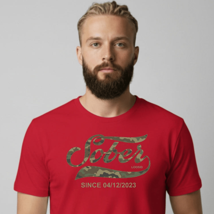 Sober T Shirt | Sober Since Camo Tee with Personalized Date