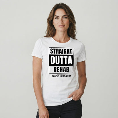 Straight Outta Rehab Sober T Shirt close-up view (view 22)