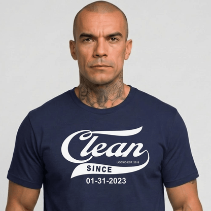 Clean Since Tee with Personalized Sobriety Date | Sober T Shirt