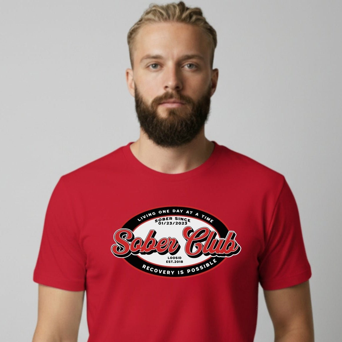 Sober Club Badge Sober T Shirt featuring the design (view 11)