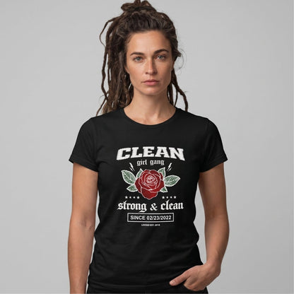 Clean Girl Gang Strong & Clean Sober T Shirt graphic detail (view 4)