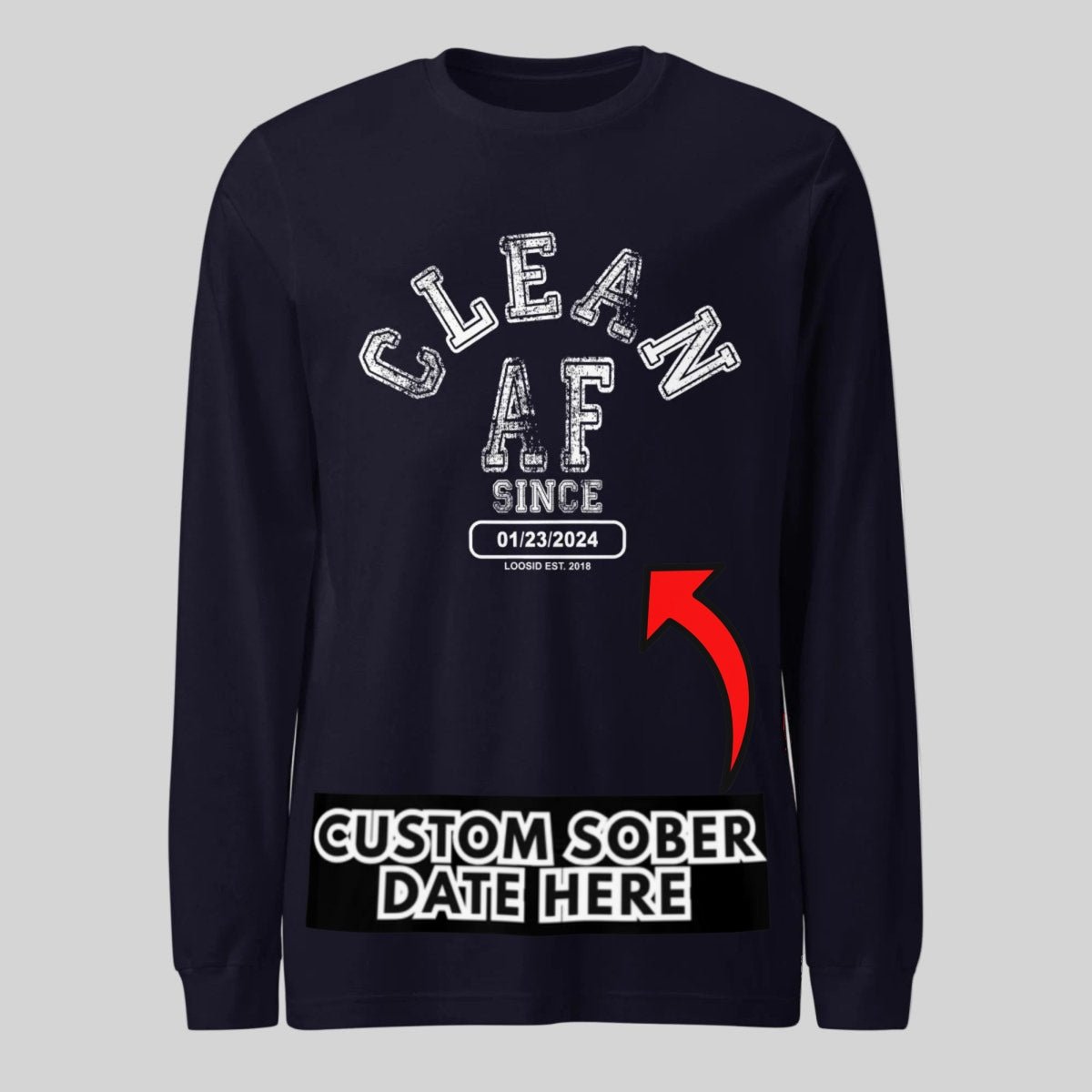 Clean AF Long Sleeve Sober T Shirt packaging detail (view 8)
