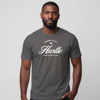 Hustle Men's Relaxed Sober T Shirt w/Personalize Sober Date