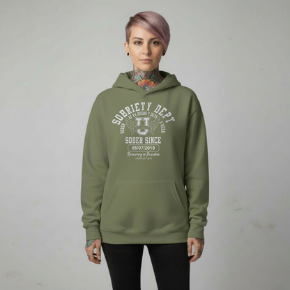 Recovery Hoodie | Sobriety Dept Sober AF 24/7 Unisex Hoodie with Custom Sobriety Date