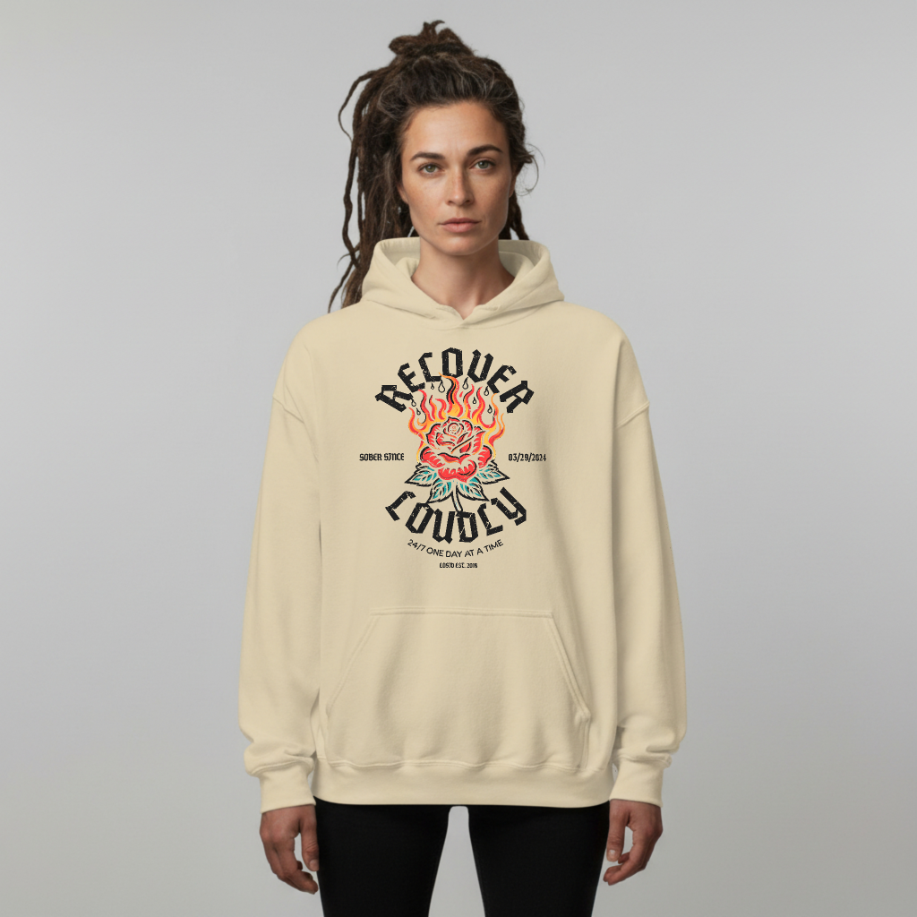 Recovery Hoodie | Recover Loudly Custom Sobriety Date Unisex Hoodie