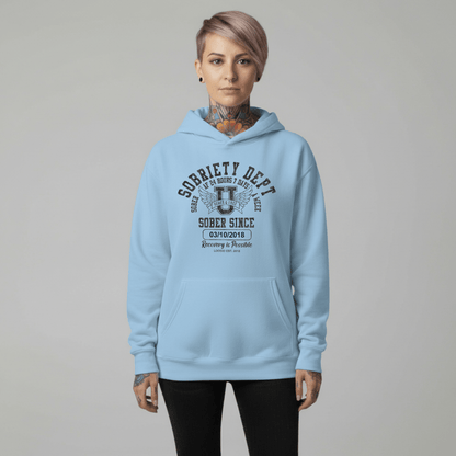 Recovery Hoodie | Sobriety Dept Sober AF 24/7 Unisex Hoodie with Custom Sobriety Date
