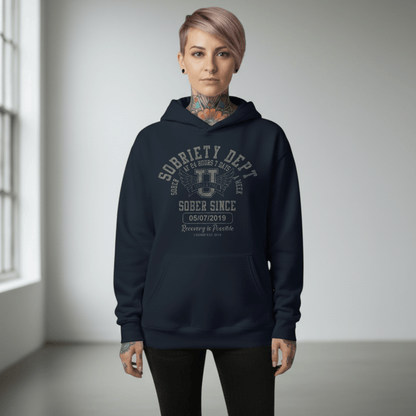 Recovery Hoodie | Sobriety Dept Sober AF 24/7 Unisex Hoodie with Custom Sobriety Date