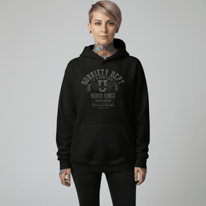 Recovery Hoodie | Sobriety Dept Sober AF 24/7 Unisex Hoodie with Custom Sobriety Date