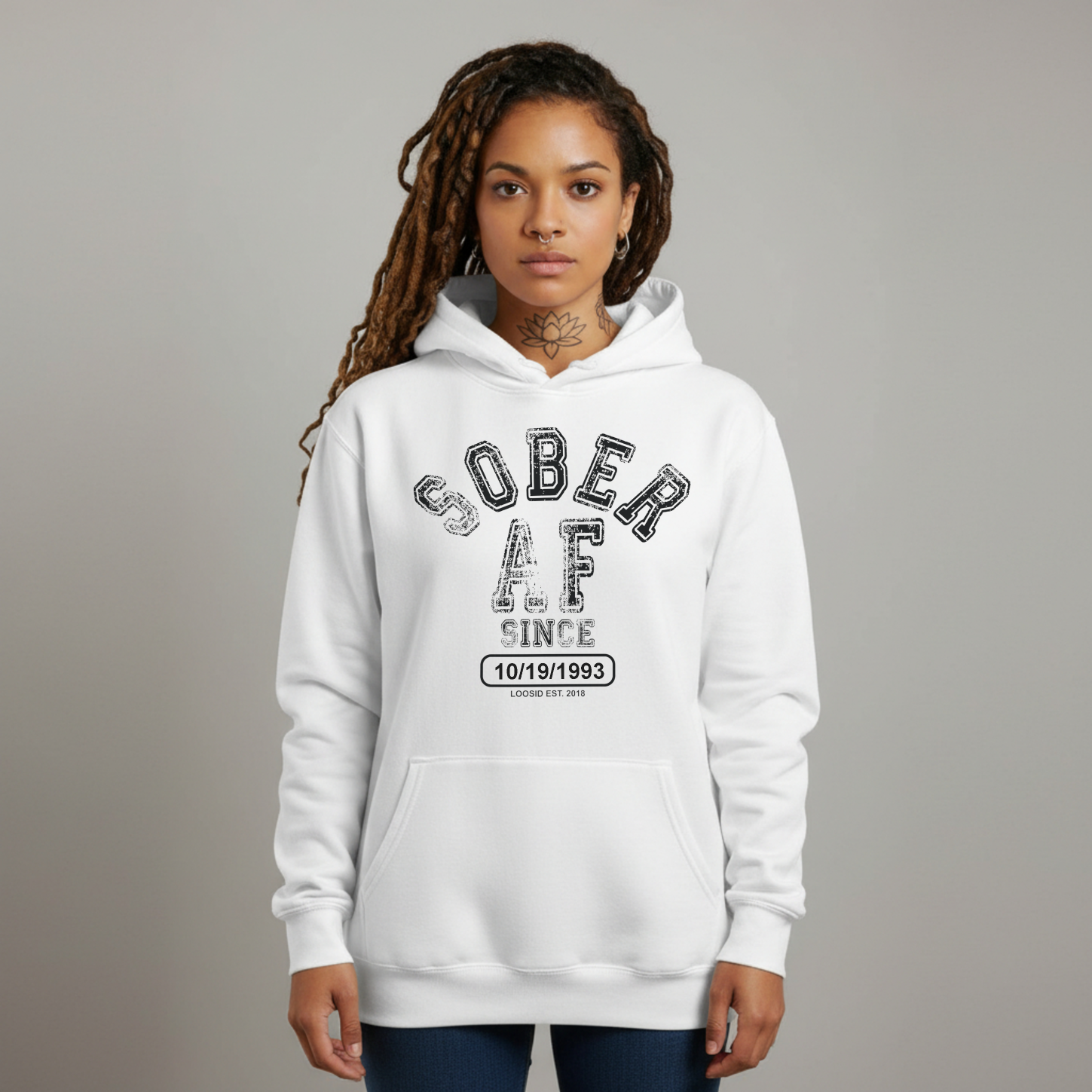 Recovery Hoodie | Sober AF Since Unisex Hoodie with Custom Sobriety Date