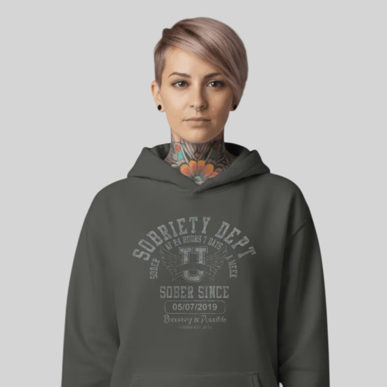 Recovery Hoodie | Sobriety Dept Unisex Hoodie with Custom Sobriety Date