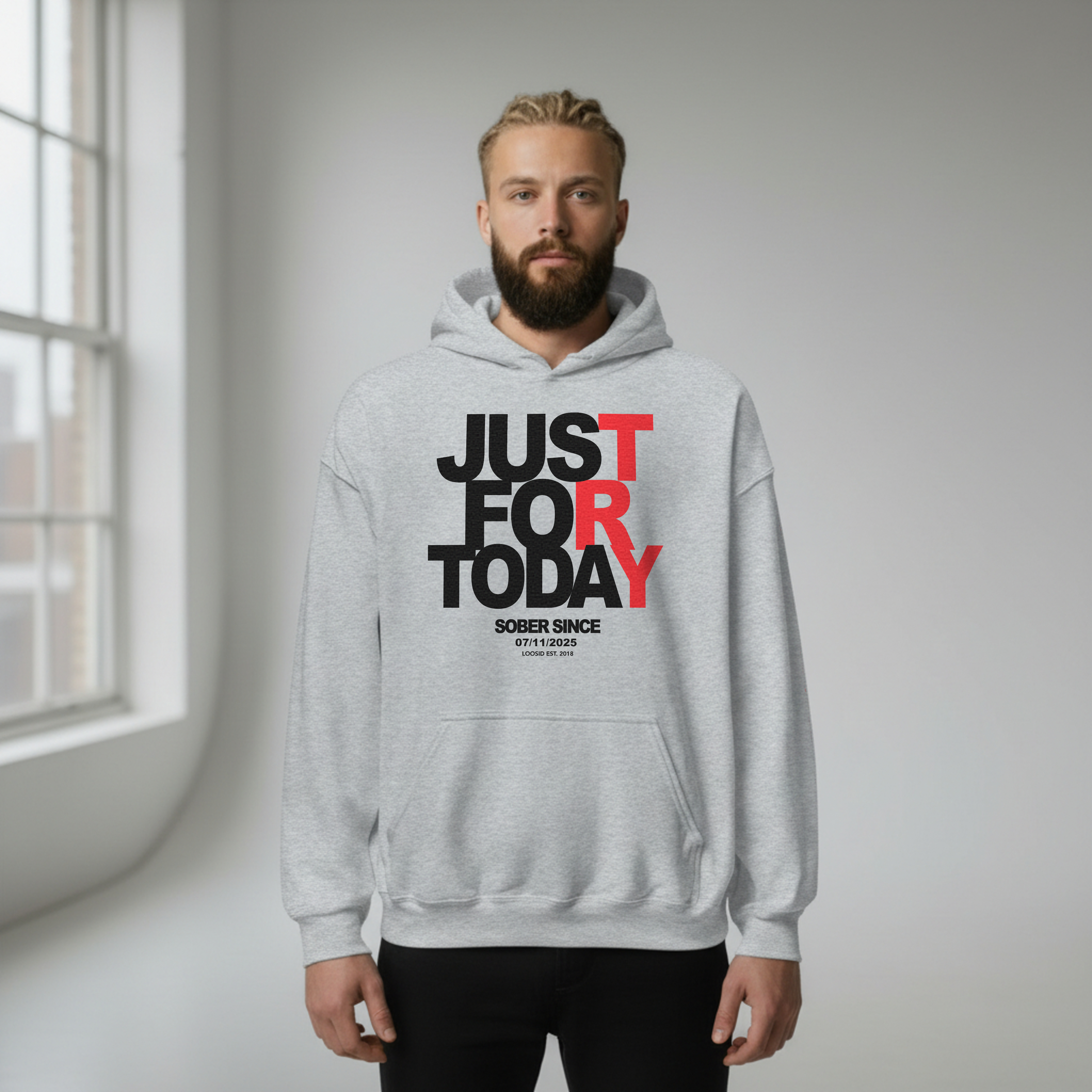 Recovery Hoodie | Just For Today Custom Sobriety Date Unisex Hoodie