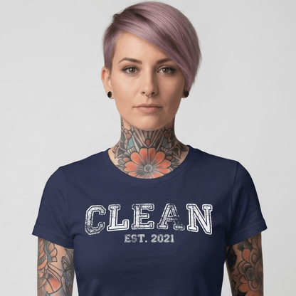 Clean T-Shirt | Women's Clean EST. Tee with Personalized Sobriety Date