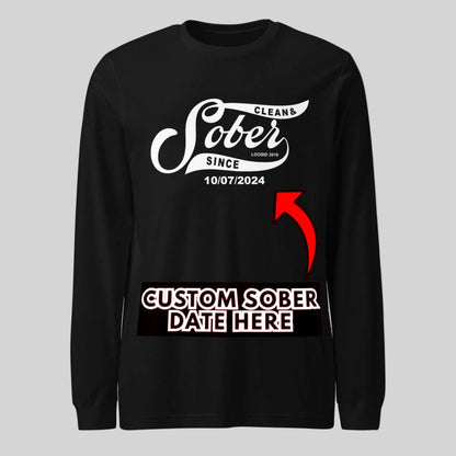 Men's Sober Since Long Sleeve T-shirt w/ Custom Sobriety Date