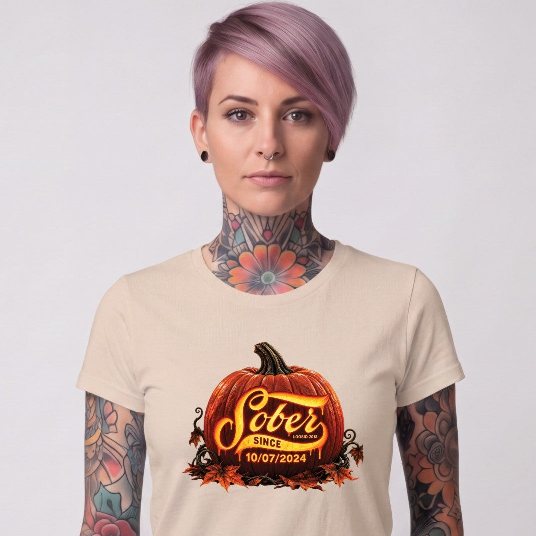 Sober T Shirt | Women's Sober Since Pumpkin