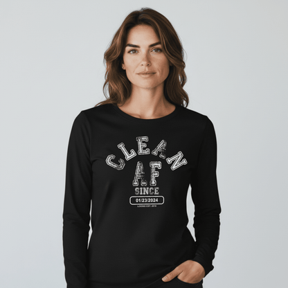 Clean AF Long Sleeve Sober T Shirt side view (view 6)