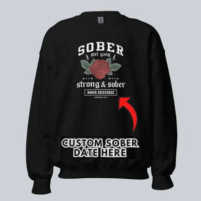 SOBER Girl Gang Strong & Sober Recovery Hoodie lifestyle view (view 5)