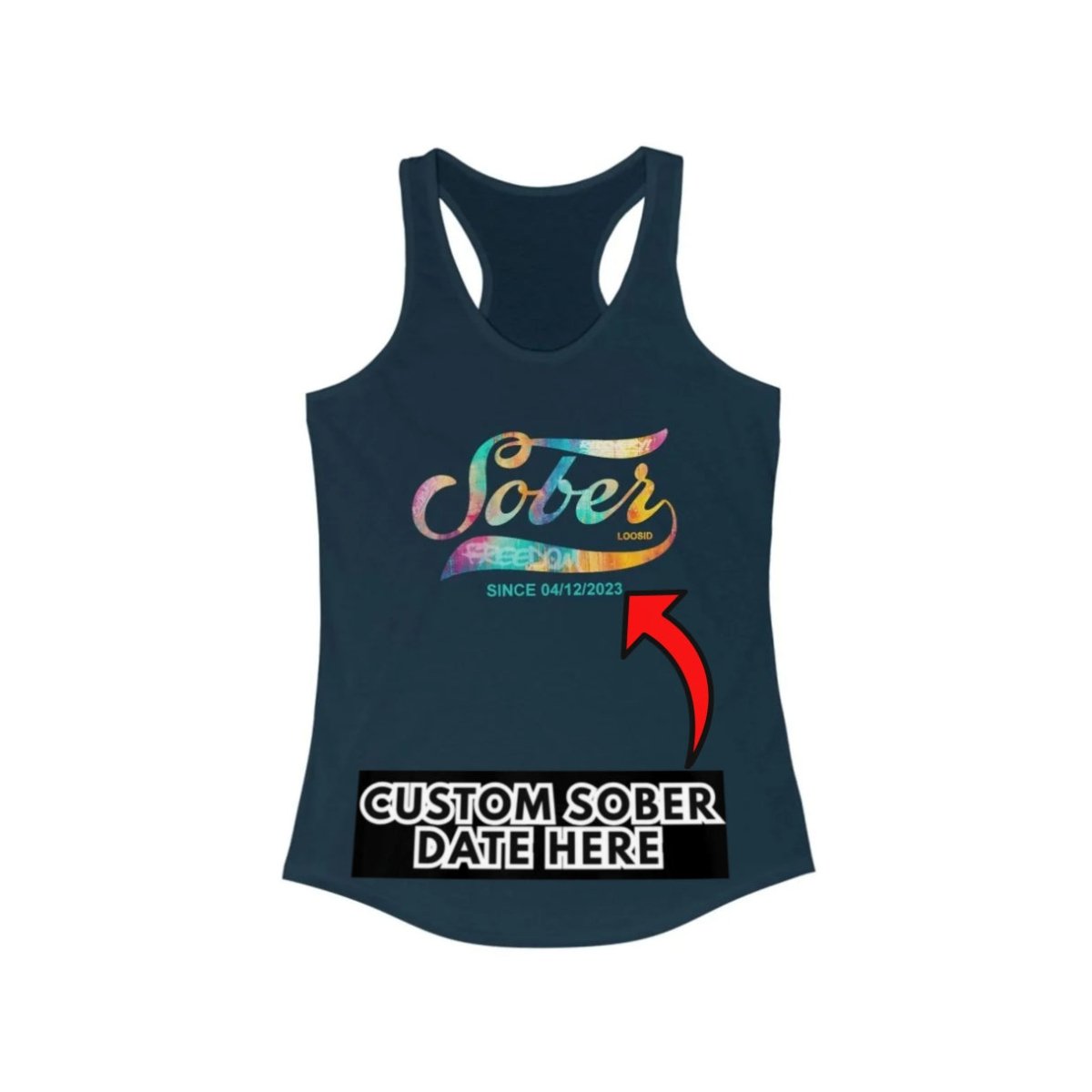 Sober T Shirt | Women’s Sober Since Racerback Tank with Date
