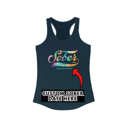 Sober T Shirt | Women’s Sober Since Racerback Tank with Date