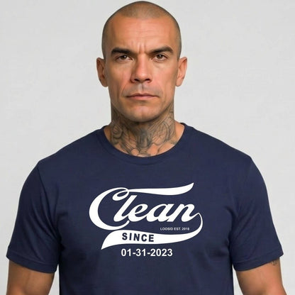 Clean Since Tee with Personalized Sobriety Date | Sober T Shirt
