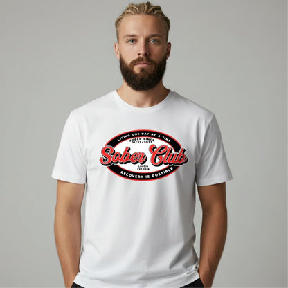Sober Club Badge Sober T Shirt lifestyle view (view 15)