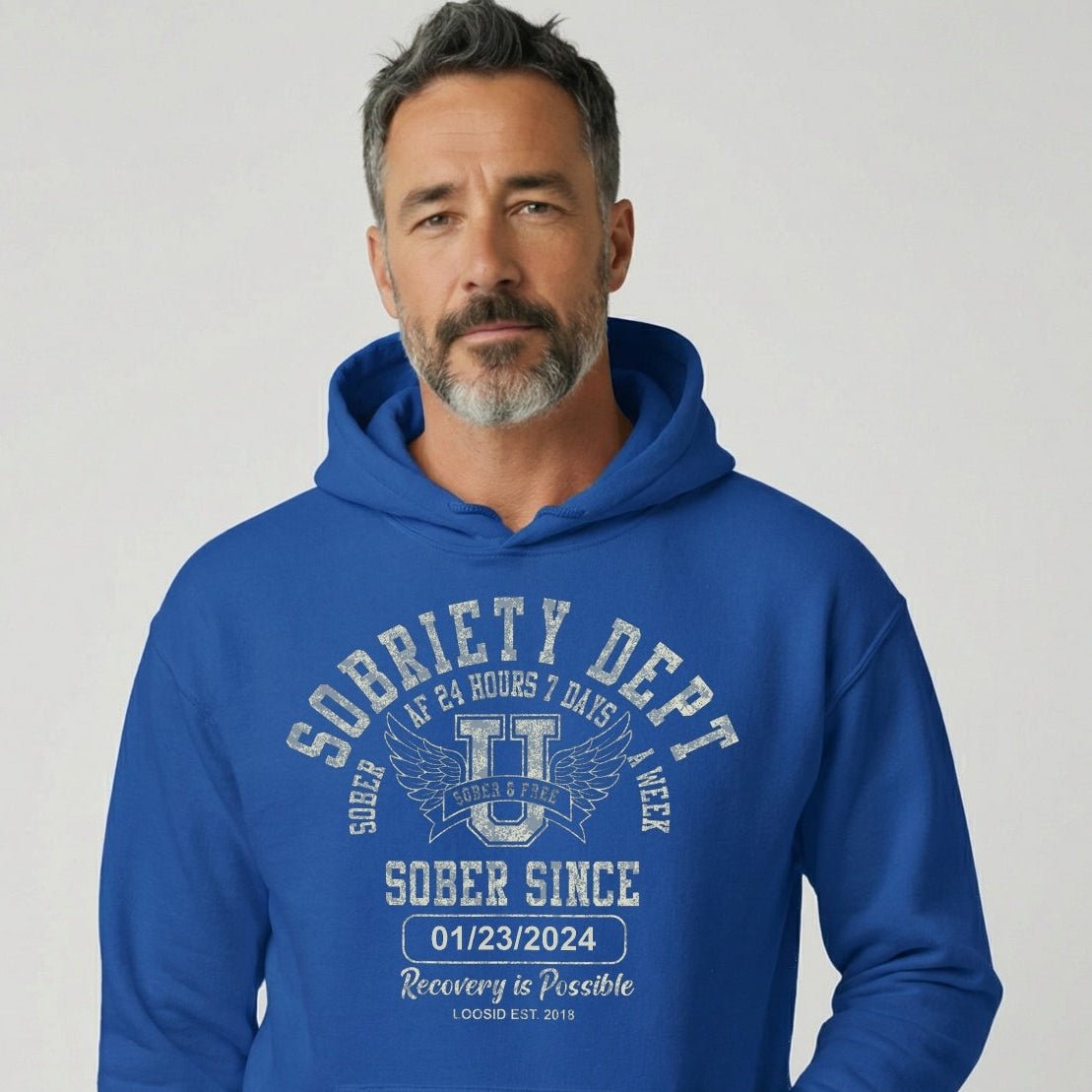 Recovery Hoodie | Sobriety Dept Hoodie with Custom Sobriety Date
