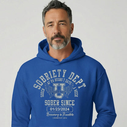 Recovery Hoodie | Sobriety Dept Hoodie with Custom Sobriety Date