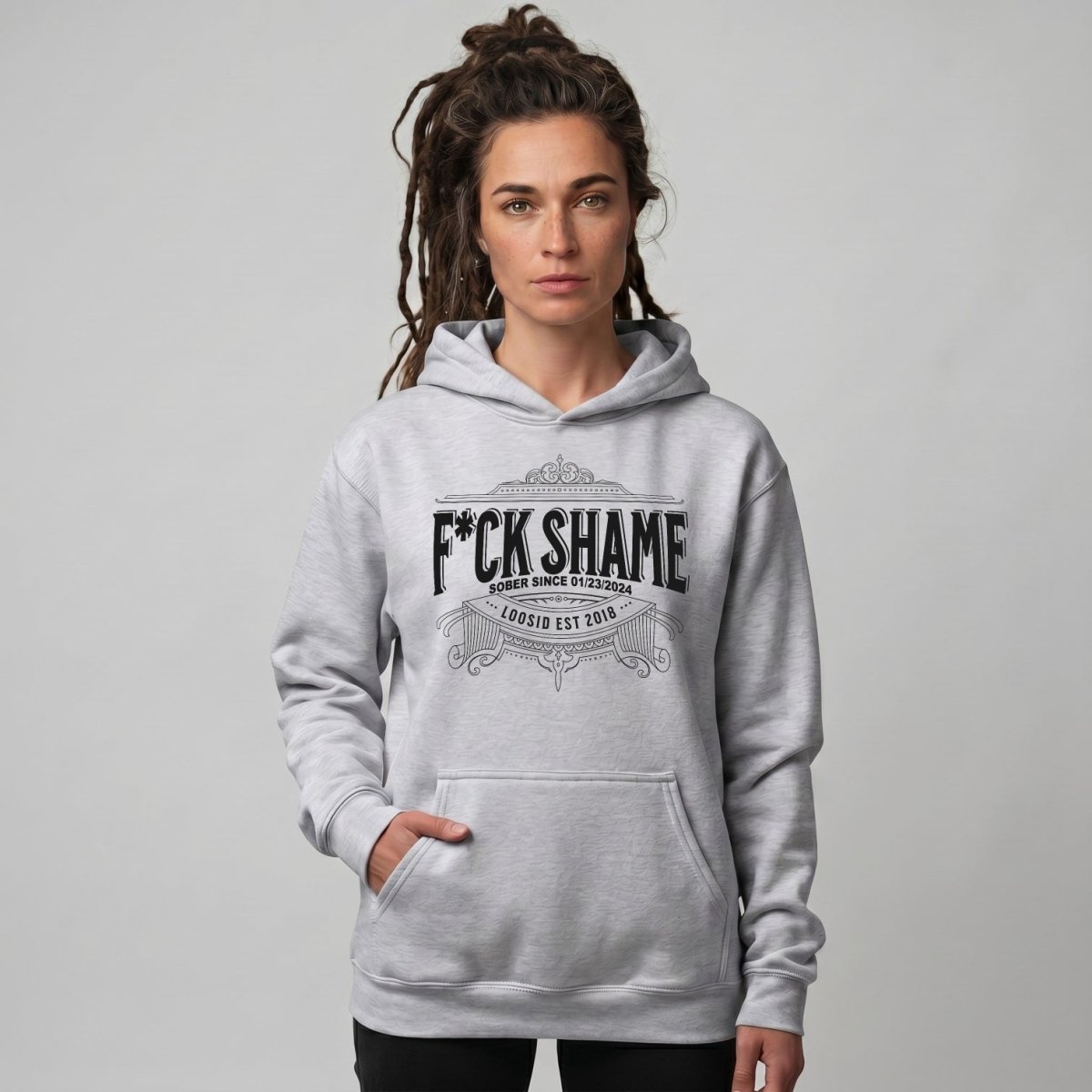 F*ck Shame Recovery Hoodie fit detail (view 9)