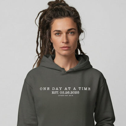 One Day At a Time Recovery Hoodie back view (view 27)