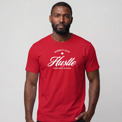 Hustle Men's Relaxed Sober T Shirt w/Personalize Sober Date