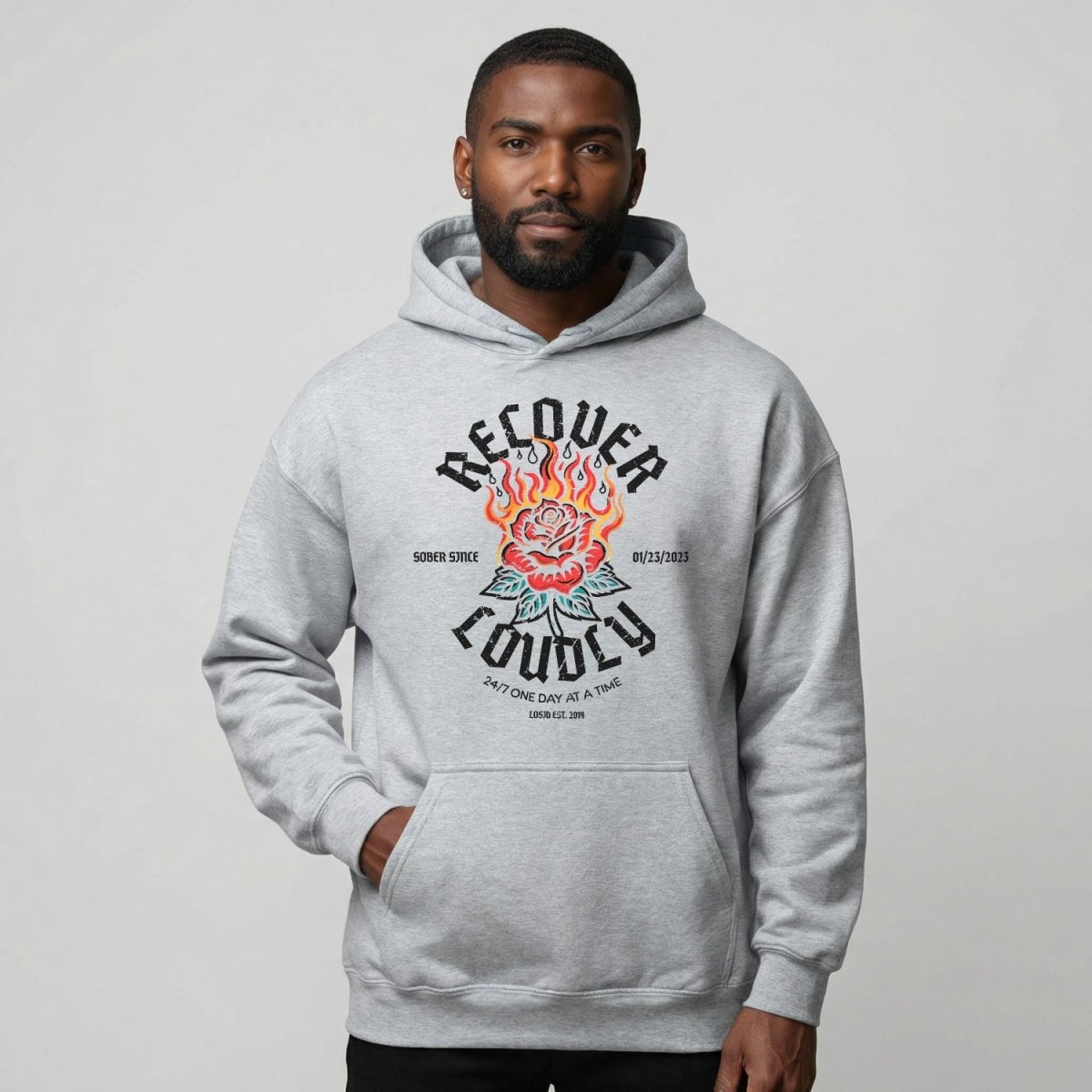 Recovery Hoodie | Recover Loudly Custom Sobriety Date Unisex Hoodie