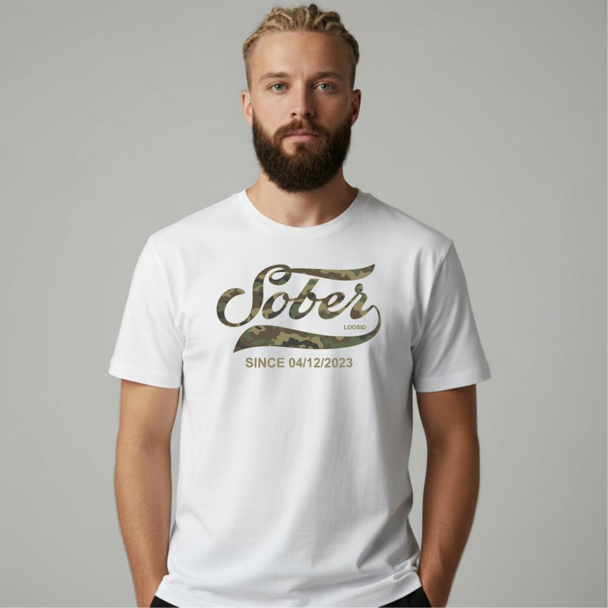 Sober T Shirt | Sober Since Camo Tee with Personalized Date