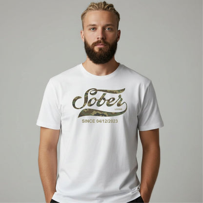 Sober T Shirt | Sober Since Camo Tee with Personalized Date