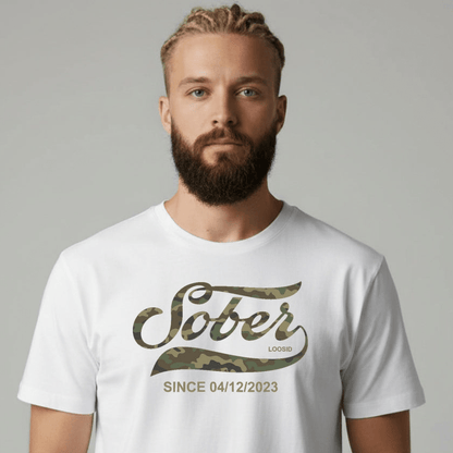 Sober T Shirt | Sober Since Camo Tee with Personalized Date