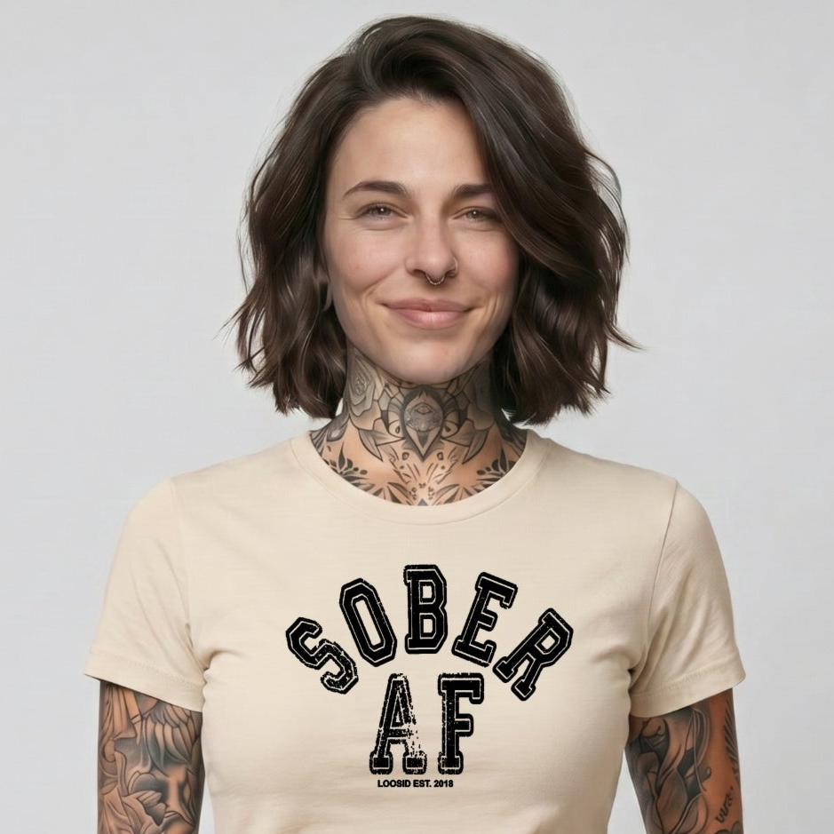 Sober T Shirt | Women's Sober AF Collegiate