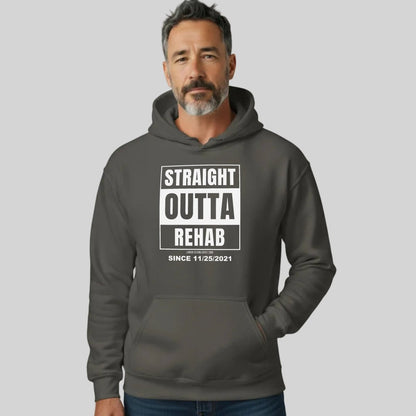 Straight Outta Rehab Recovery Hoodie close-up view (view 12)
