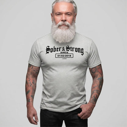 Old School Sober & Strong Sober T Shirt lifestyle view (view 5)