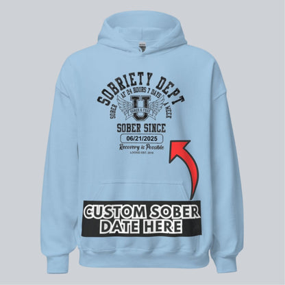 Recovery Hoodie | Sobriety Dept Hoodie with Custom Sobriety Date