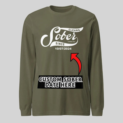Men's Sober Since Long Sleeve T-shirt w/ Custom Sobriety Date
