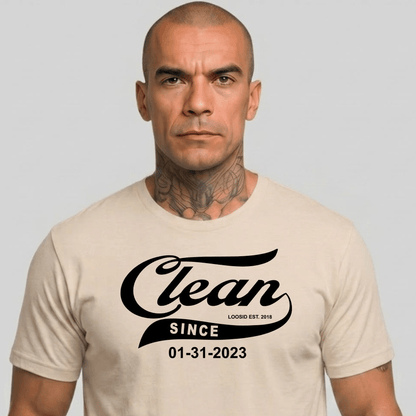 Clean Since Tee with Personalized Sobriety Date | Sober T Shirt