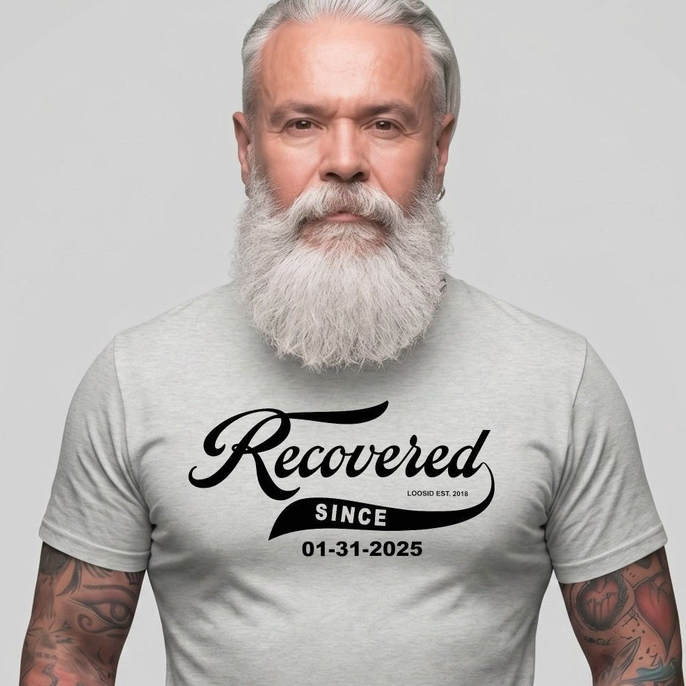 Men’s Recovered Since T-Shirt w/ Personalized Clean Date