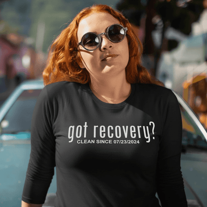 Long Sleeve Clean Sober T Shirt close-up view (view 2)
