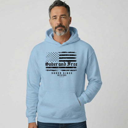 Recovery Hoodie | Sober and Free Custom Sobriety Date Hoodie