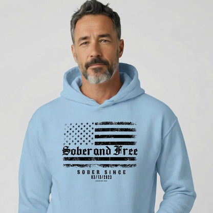 Recovery Hoodie | Sober and Free Custom Sobriety Date Hoodie