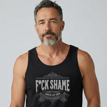 F*ck Shame Sober Tank Top fit detail (view 9)