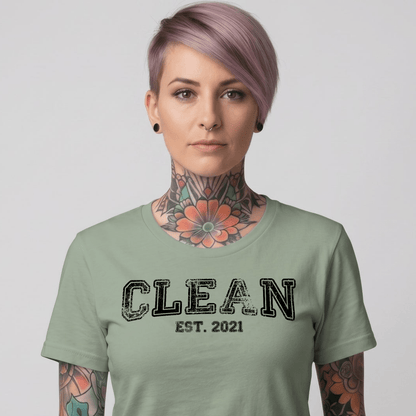 Clean T-Shirt | Women's Clean EST. Tee with Personalized Sobriety Date