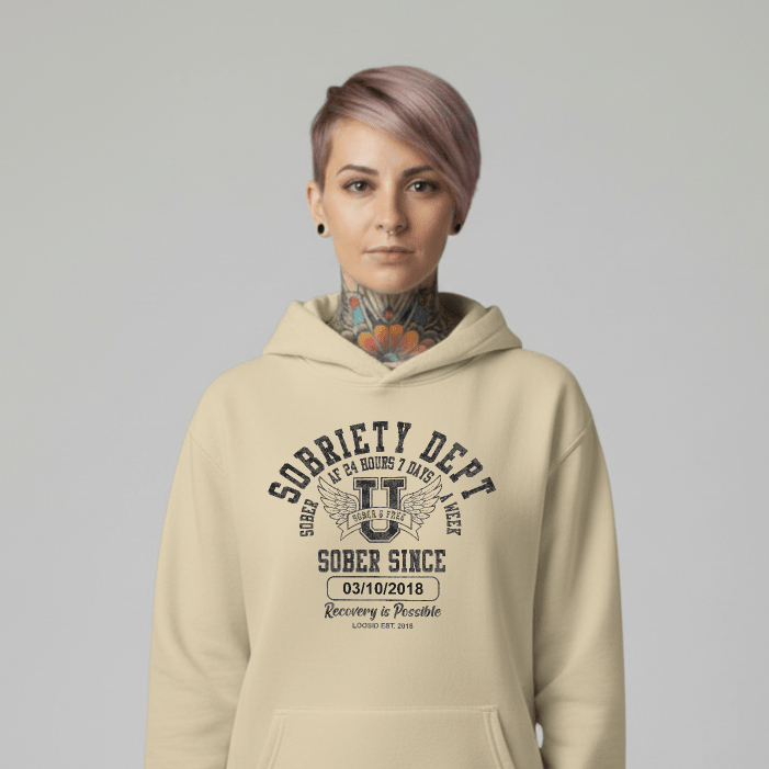 Recovery Hoodie | Sobriety Dept Unisex Hoodie with Custom Sobriety Date